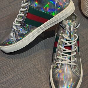 Holographic High-Top Stripe Sneakers Size 41 (7-5 ) mens Nice